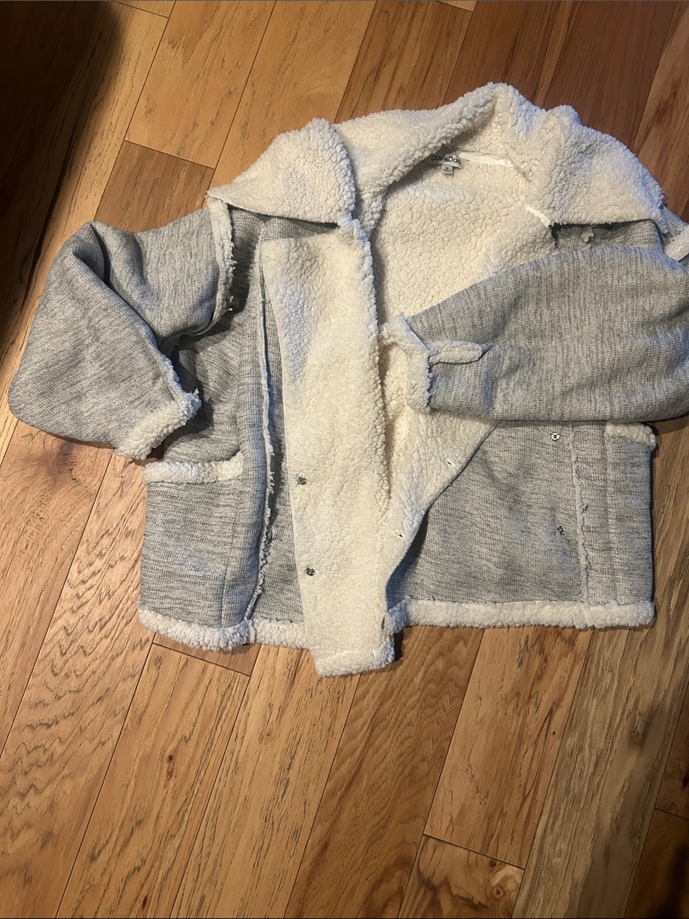 Boutique 9 Grey Jacket with Cream Sherpa Lining